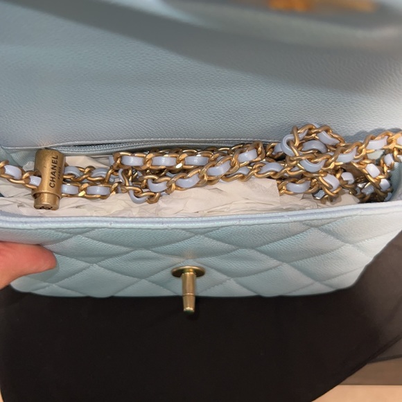 RESERVED Chanel my perfect Mini Square 21k Iridescent Light Blueadjustable chain - Picture 6 of 13